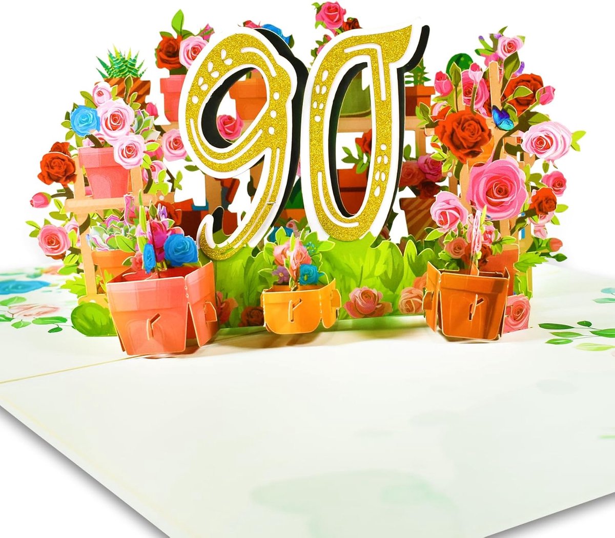 SnelShoppen - 90e Verjaardag Kaart, 3D Pop-Up Verjaardagskaart voor Vrouwen, Mannen, Moeders, Vrienden, Unieke Ontwerp, Perfect voor Feestelijke Geleg