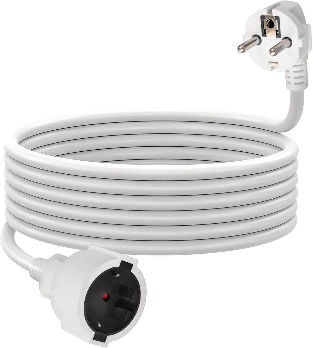 SnelShoppen - 10m Extension Kabel, IP44, Schuko Stekker, Geaard, 16A/250V, H05VV-F 3G1.5 mm², Wit, Perfect voor Tuin, Camping en Huishoudelijk Gebruik