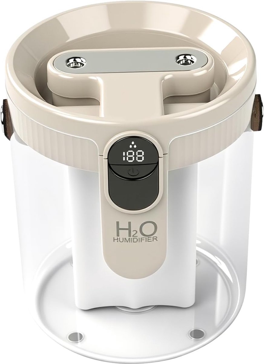 SnelShoppen - Ultrasonic Humidifier met 2 Spray Openingen, 1500 ml Aroma Diffuser, Stil, Beige, voor Slaapkamer en Kantoor met Nachtlampje