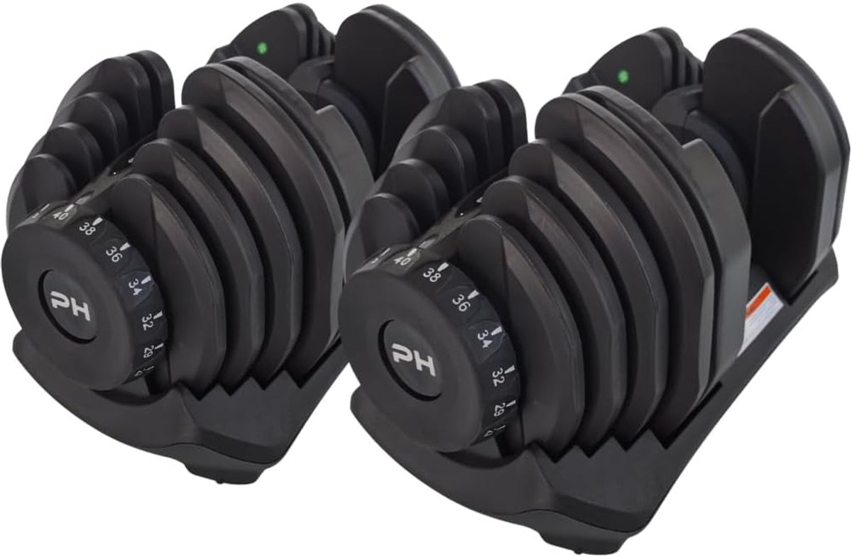 SnelShoppen - Verstelbare Dumbbells 40kg Set - 17-in-1 Slimme Dumbbell voor Thuis Gym - Compacte Gewichten voor Krachttraining - Ruimtebesparende Set