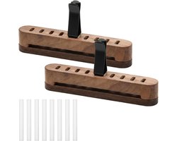 SnelShoppen - 2 Stuks Auto Diffuser van Walnoothout voor Etherische Oliën - Hoogwaardige Geurverspreider met 8 Navullingen - Perfect voor Auto, Carava