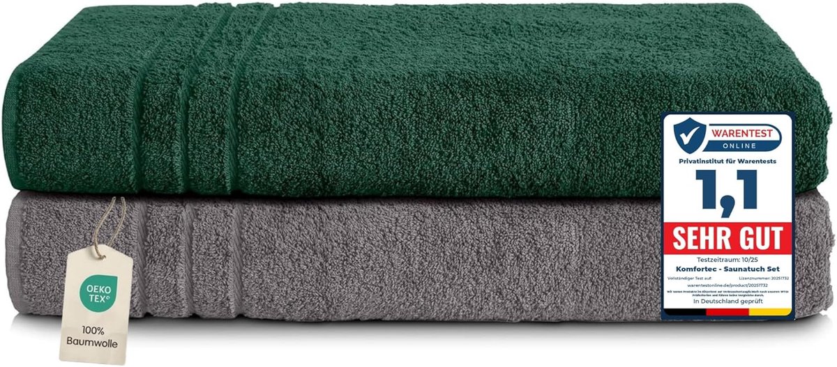SnelShoppen - XXL Sauna Handdoek Set 2 Stuks 80x200 cm 100% Katoen, Perfect voor Sauna, Wellness, Strand, Bad, Zwembad en Dagelijks Gebruik