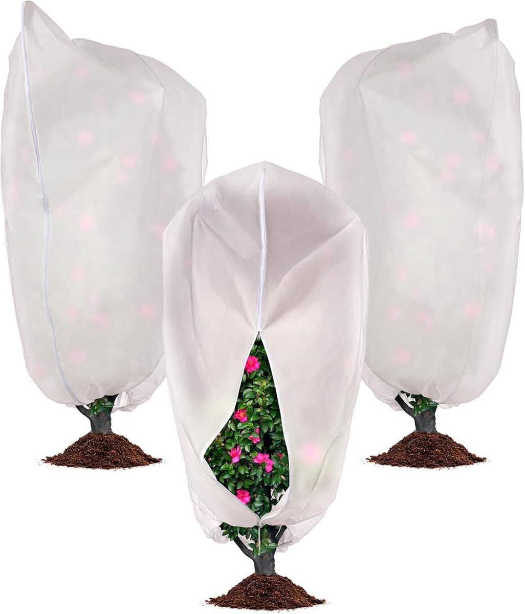 SnelShoppen - Pack van 3 Grote Plant Covers - Winterbescherming voor Planten, Frostbescherming voor Potplanten, Herbruikbare 158 x 180 cm, Water- en W