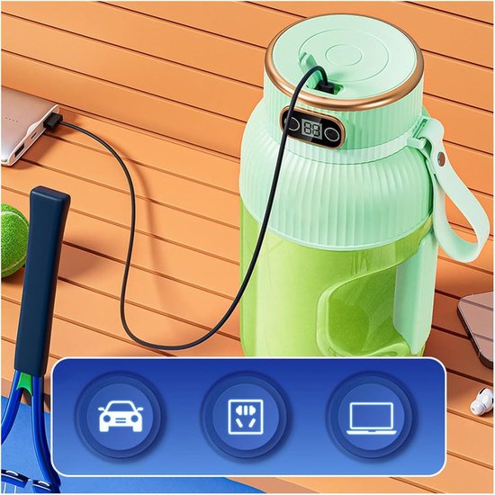KZQ Draagbare Blender - Oplaadbare blender met digitaal display en grote capaciteit - USB-C-interface, automatische reiniging - Geschikt voor thuis, op reis en tijdens het sporten - 800ml-blauw van kzq — afbeelding 4