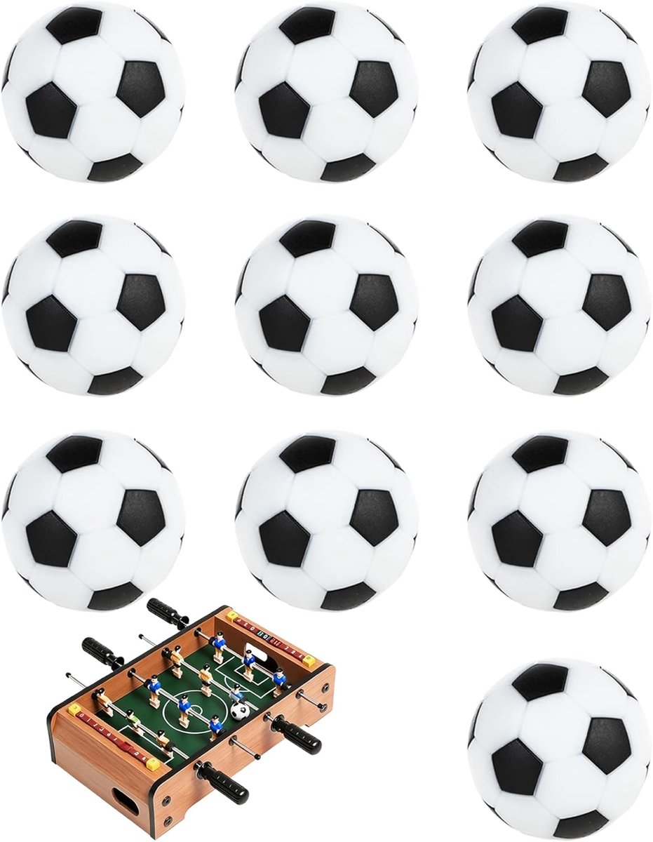 SnelShoppen - Pack van 10 Vervangende Kicker Balls voor Tafelvoetbal - 32 mm Robuuste Voetbalballetjes voor Kinderen en Volwassenen - Perfect voor Spe