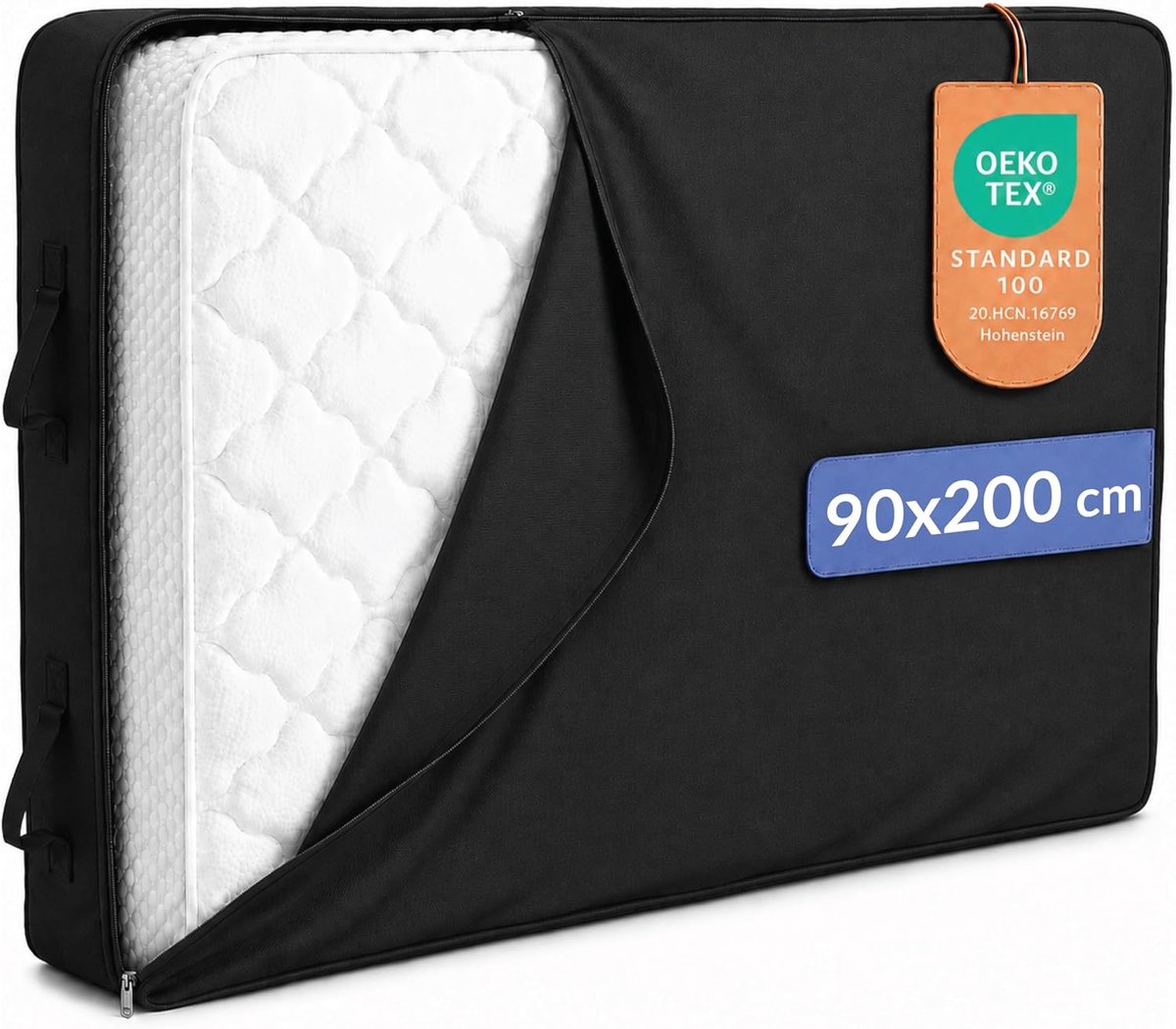 SnelShoppen - Waterproof Matrasbeschermer 150x200 cm, 30 cm Dikte, Oeko-Tex, 4 Handvatten, Ideaal voor Verhuizing, Opslag, Camping, Kinderen