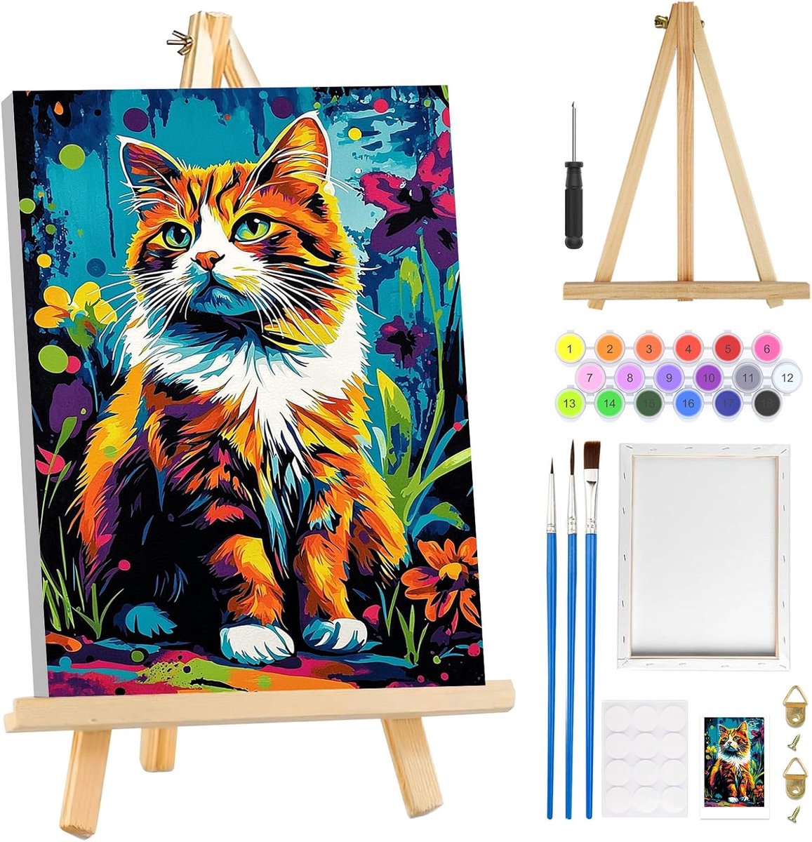 SnelShoppen - Schilderen op Nummer Set voor Volwassenen - Beginnersvriendelijk met Lijst en Standaard - DIY Olieverf Kits voor Thuisdecoratie - Bloeme