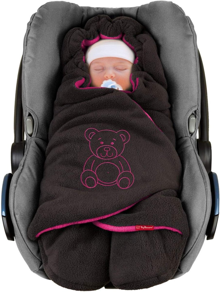 SnelShoppen - Baby Winter Wikkel Dekentje met Beer, Universele Knuffeldeken voor Autostoel, Kinderwagen, Buggy, Warm en Zacht, Thermoregulerend Polar