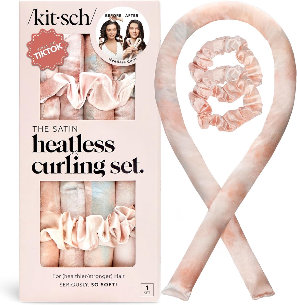 SnelShoppen - Satin Heatless Curling Rod Headband - Set voor Heatless Curls | Volumineuze Haar Krullen zonder Hitte | Zachte Satin Haarkrullers voor A
