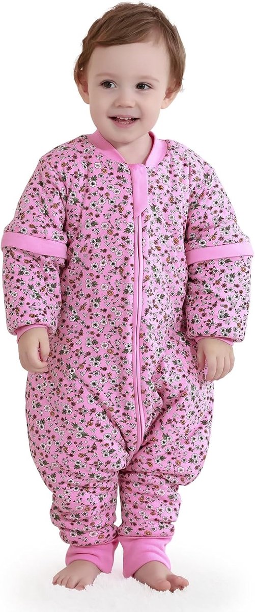 SnelShoppen - Slaapzak voor baby's 2,5 TOG van biologisch katoen, uniseks met afneembare mouwen, geschikt voor 3-4 jaar (95-105 cm) - Comfortabele sla