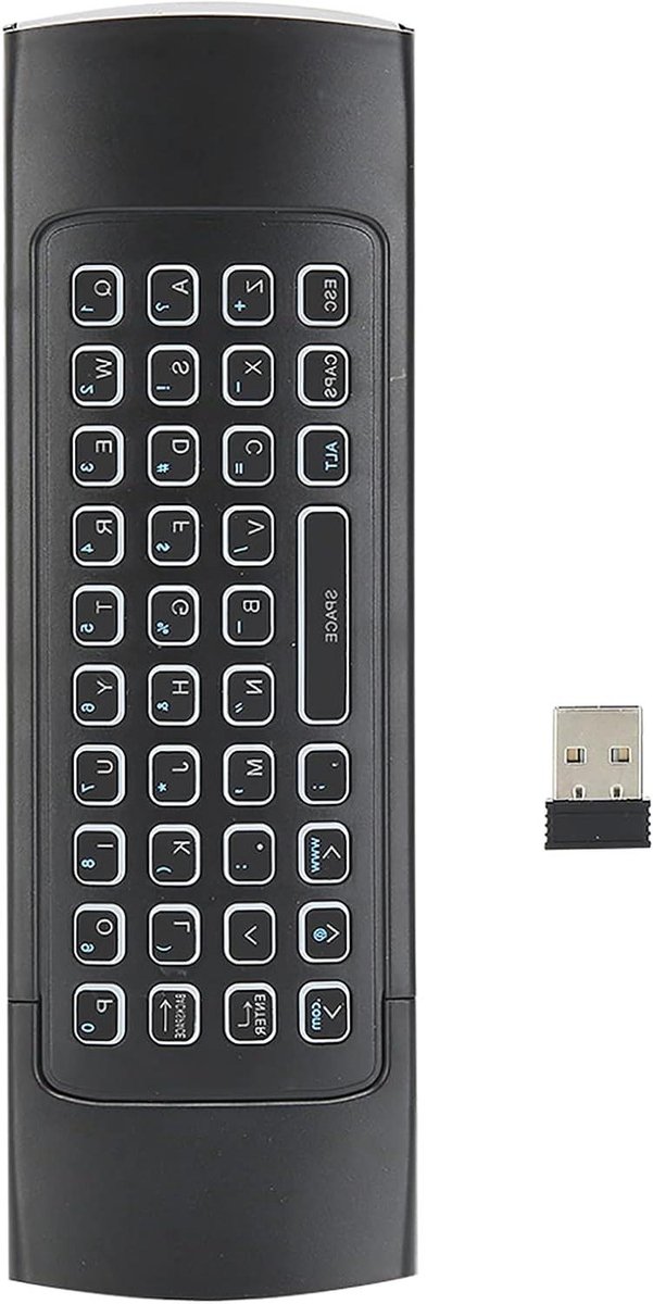 Draadloos Toetsenbord - Afstandsbediening - Smart TV Bediening - Bewegingssensor - 10 Meter Bereik - Zwart