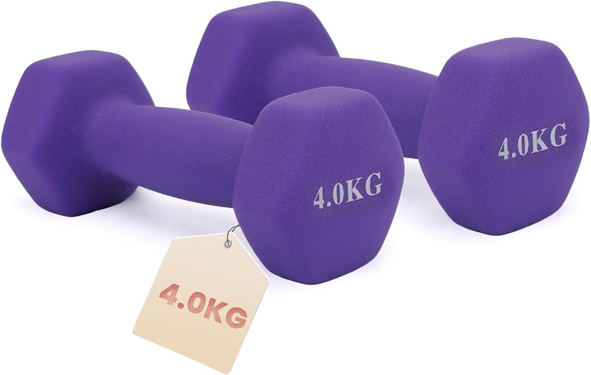 SnelShoppen - Set van Korte Vinyl Dumbbells Hexagon 1-5 kg - Ideaal voor Thuis Training, Yoga, Pilates, Comfortabele Grip, Duurzaam Metalen Kern