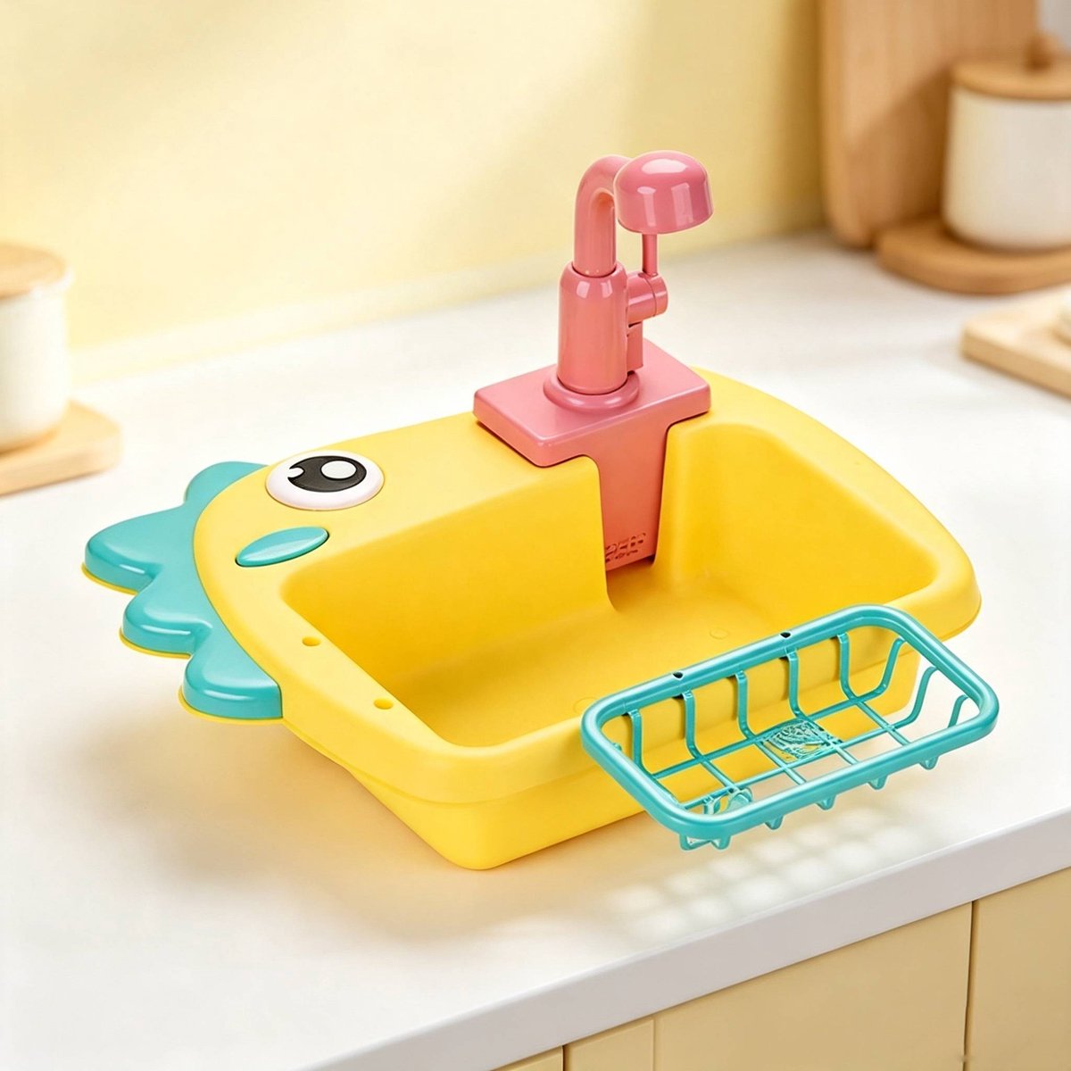 Vogeldouchebad en vogelbad met automatische kraan, huisdierenbad met eenvoudig schoon te maken ontwerp, interactief waterplezier voor vogels, geschikt voor achtertuin, park, balkon en veranda, kleur geel