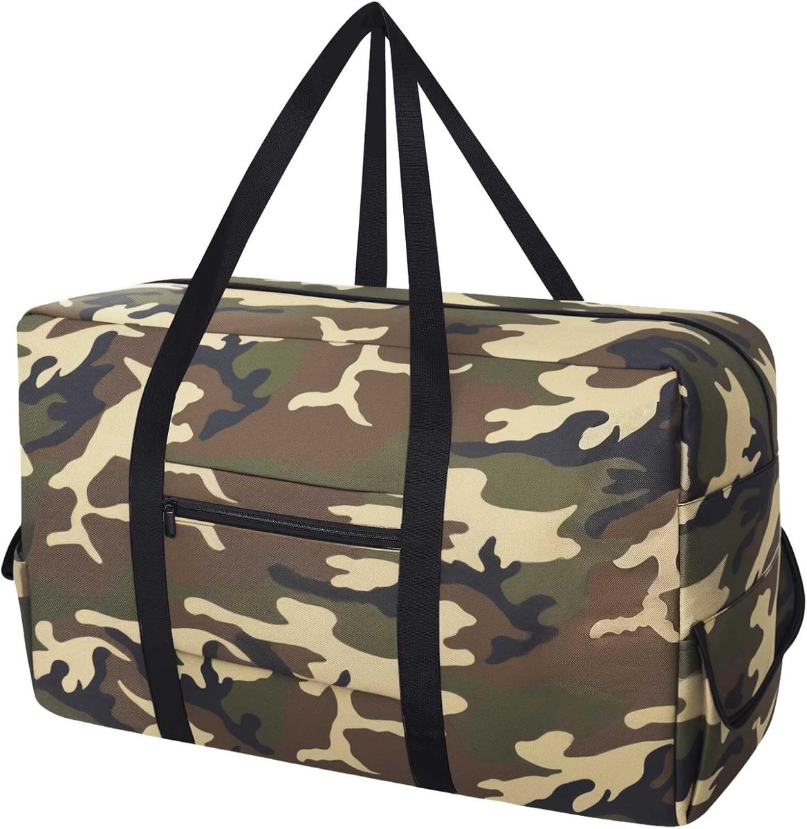 SnelShoppen - Extra Large Opbergzak, Stevige Verhuiszak met Versterkte Handvatten, Waterdichte Draagtas met Ritsen, Camouflage Kleur, 70 x 30 x 45 cm,