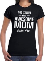 Awesome Mom tekst t-shirt zwart dames - Cadeau moeder XS