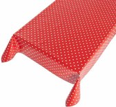 Buiten tafelkleed/tafelzeil rood polkadot 140 x 170 cm - Rechthoekig - Tuintafelkleed tafeldecoratie