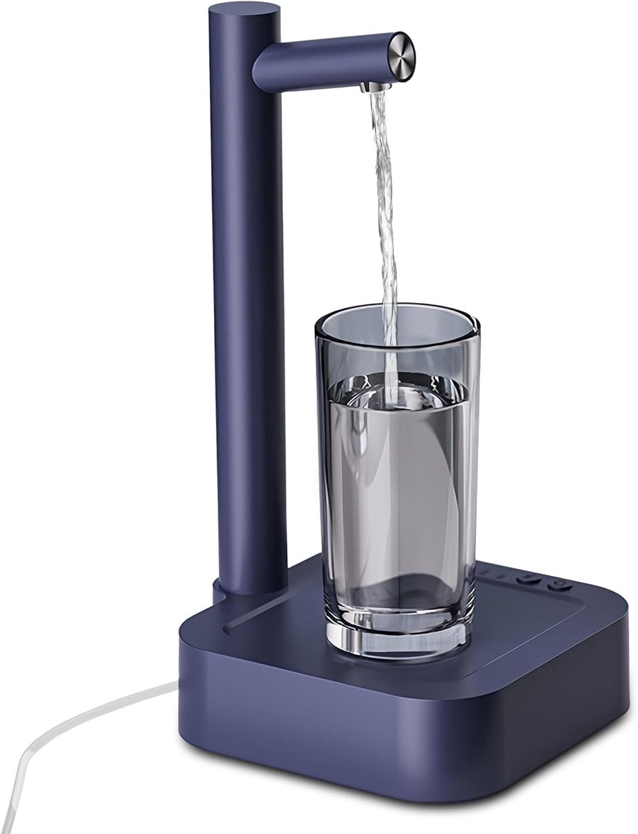 Ulisem - Tafelwaterdispenser - Elektrische waterpomp met 7 automatische hoeveelheden - 6 vooraf ingestelde opties en continue modus - 1800mAh oplaadbaar met USB-C - 120 cm siliconen slang - Geschikt voor 1-6 gallon flessen - Marineblauw