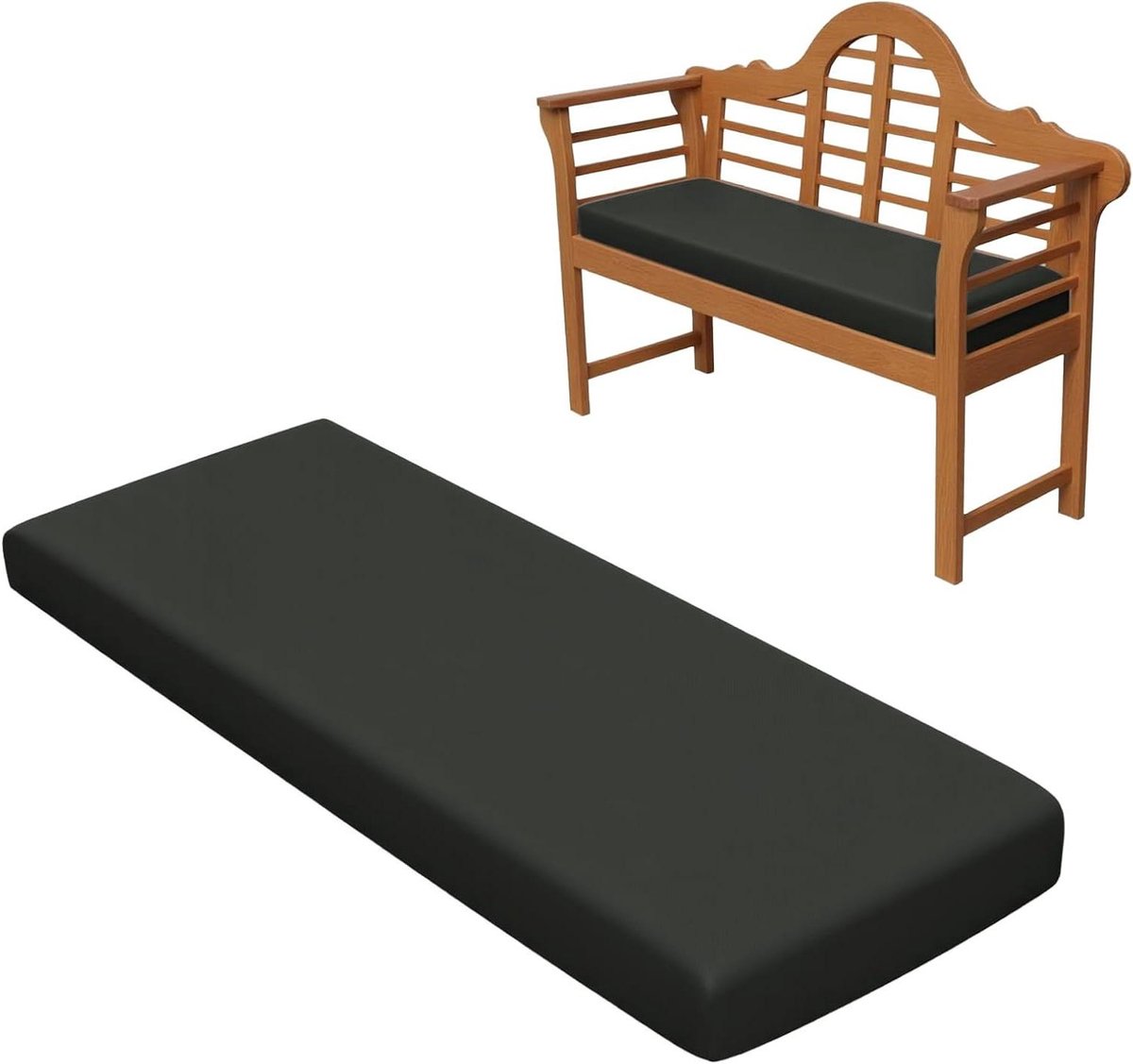 Zitkussen Buitenbank - Terraskussen Bank - Comfortabel Zitten - Waterdicht Antislip - 165x45cm - Donkergrijs
