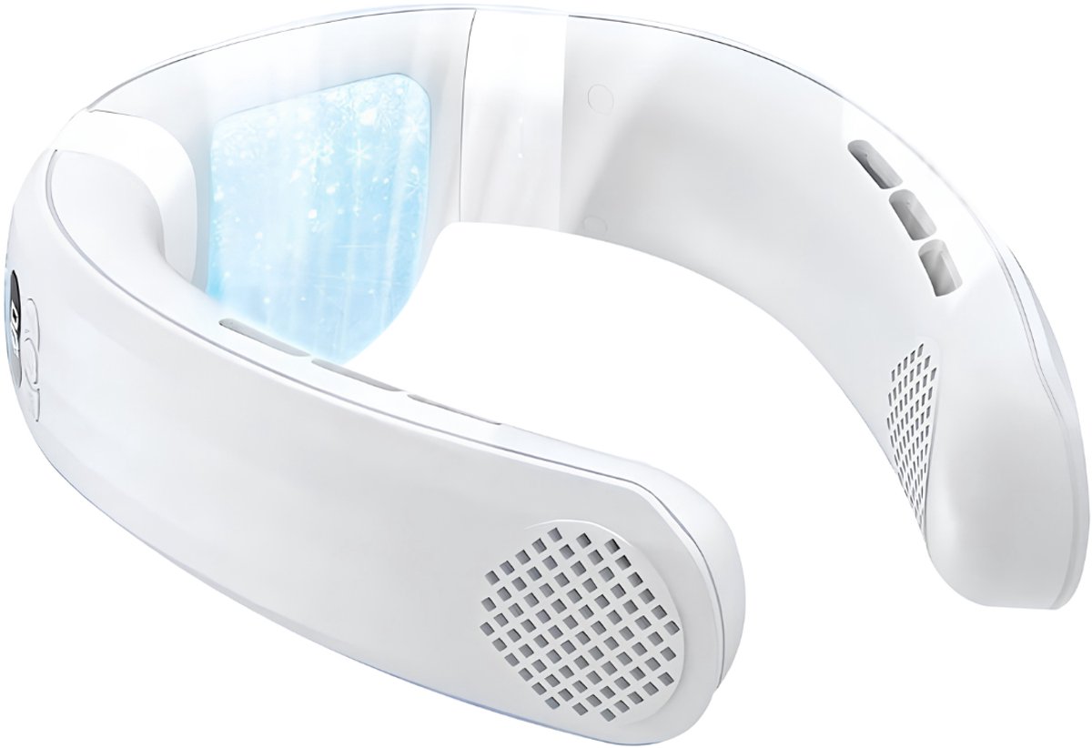 Lìon® Nekventilator - Verkoelende Nekventilator - Draagbare, Stille Nekventilator - Wit - 21cm x 16cm x 7cm