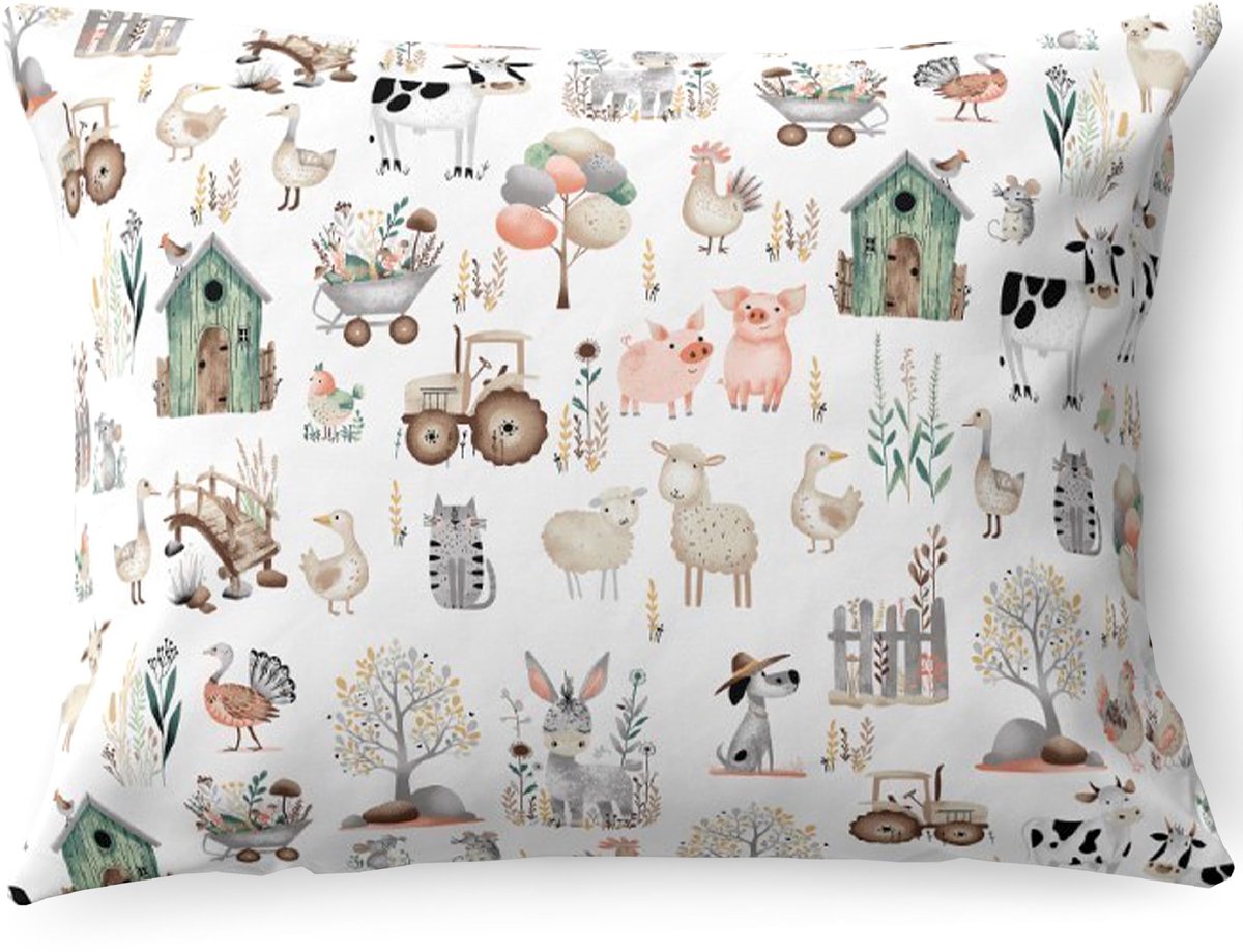 Kinder Kussenhoezen 25 x 35 cm van 100% Katoen met Boerderij Motief