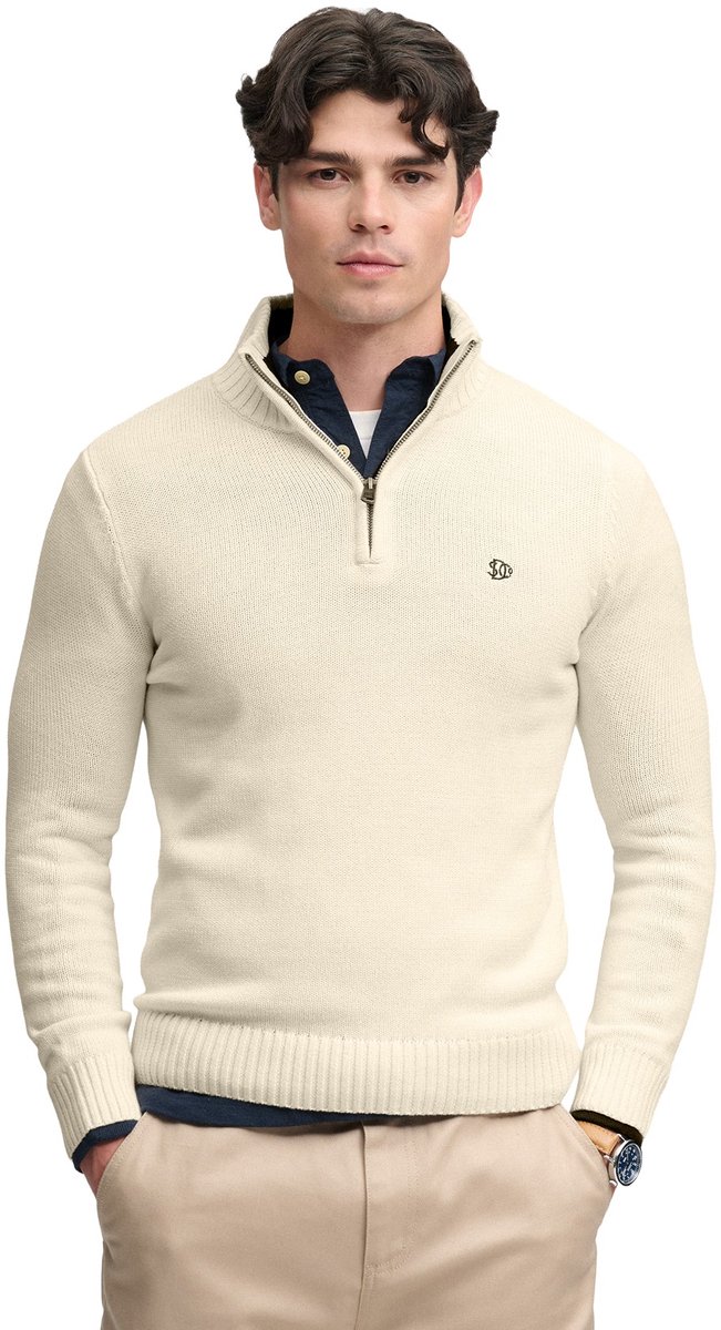 Superdry Trui Cotton Half Zip Knit M6110764a 22c Mannen Creme