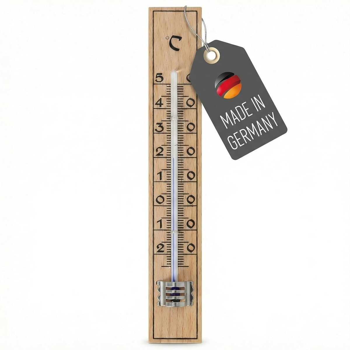 Houten Tuinthermometer - Hout - 17 cm - Analoog en Weerbestendig - Voor Binnen en Buiten