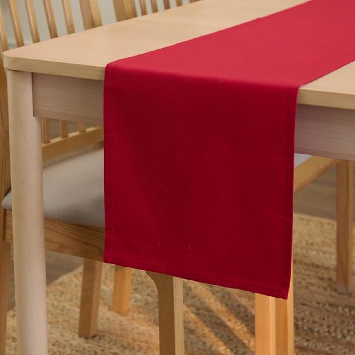Tafel Runner - Lange Loper - Eettafel Decoratie - 100% Katoen - 40 x 150 cm - Dieprood