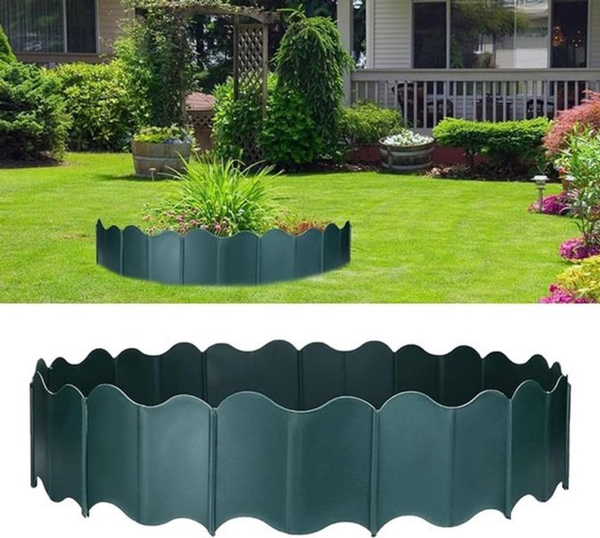 20 stuks tuingrenzen - Grasrand - Flexibele 14 cm hoge tuinrand - 3 m kunststof border voor buiten decoratie