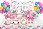 Unicorn eenhoorn glitter partybox pakket set verjaardag, kids, kinderfeestje, feest versiering/decoratie meisje ballonnen slingers