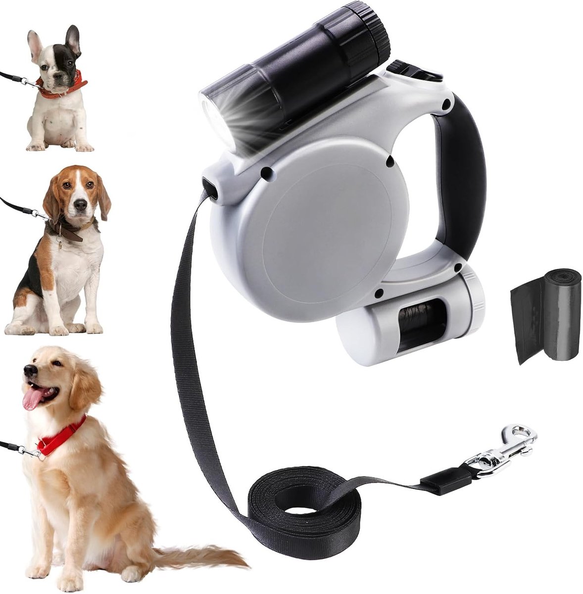 Rollijn met Geïntegreerde Zaklamp - 5 m - Nylon - Voor Kleine tot Middelgrote Honden/Katten