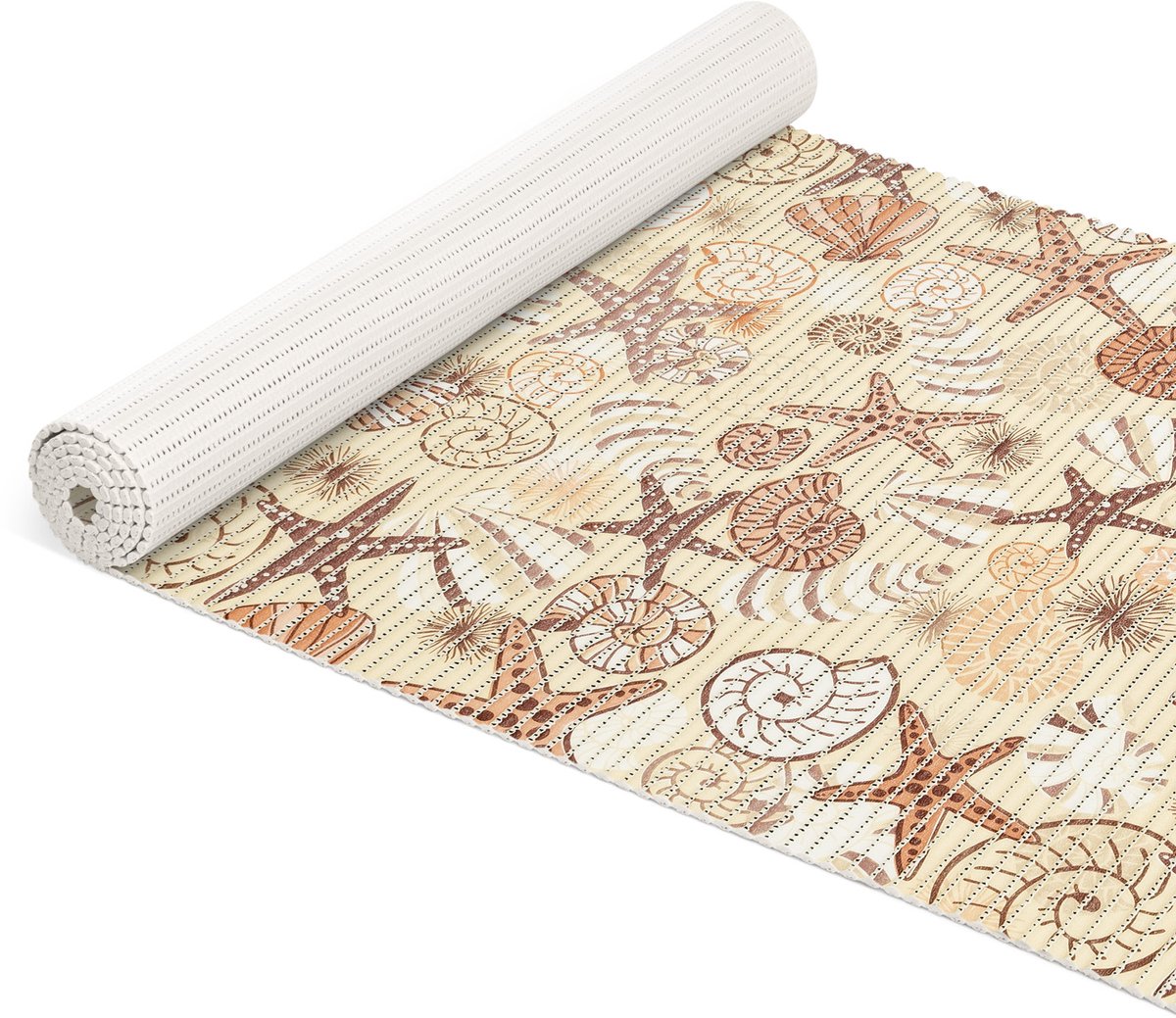 ANRO Badmat Schelpen Beige 65x220cm Antislip Douchemat Afwasbaar Sneldrogend