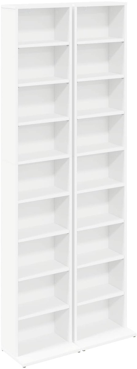 vidaXL CD - Kast - 2 - st - Wit - 33 - x - 23,5 - x - 175 - cm - Bewerkt - hout