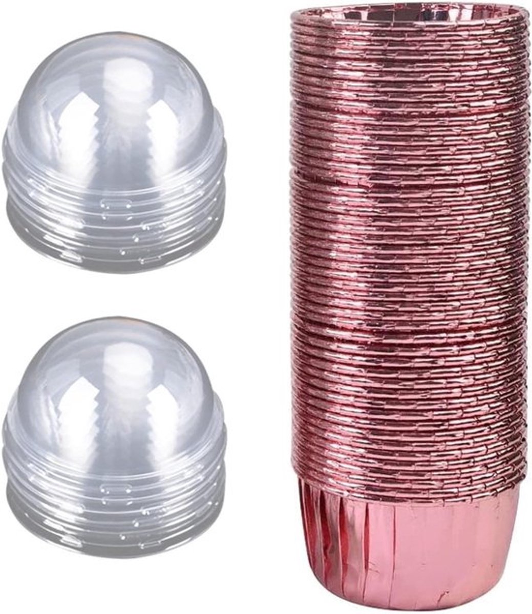 50 Stuks Papieren en Aluminium Cupcake Muffinvormpjes met Deksel - Geschikt voor Verjaardagsfeestjes en Vakantiefeestjes