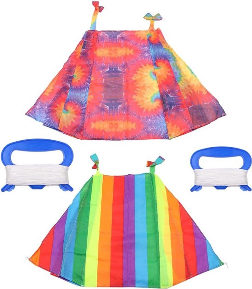 - Regenboogvlieger - Lange staart - Kleurrijk - Buitenactiviteiten - Strandspel - Cadeau - Beginner geschikt - Pocketformaat - 2 stuks - Outdoor speelgoed - Volwassenen en kinderen