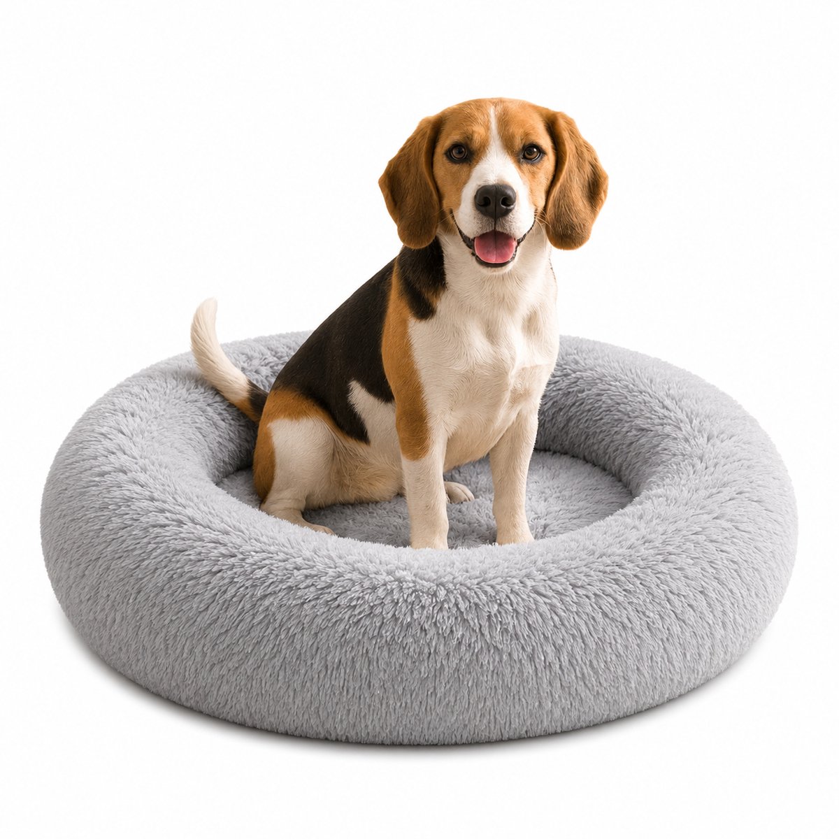 belviona Donut hondenbed, zacht hondenmand, comfortabel & antislip Ø80 cm lichtgrijs