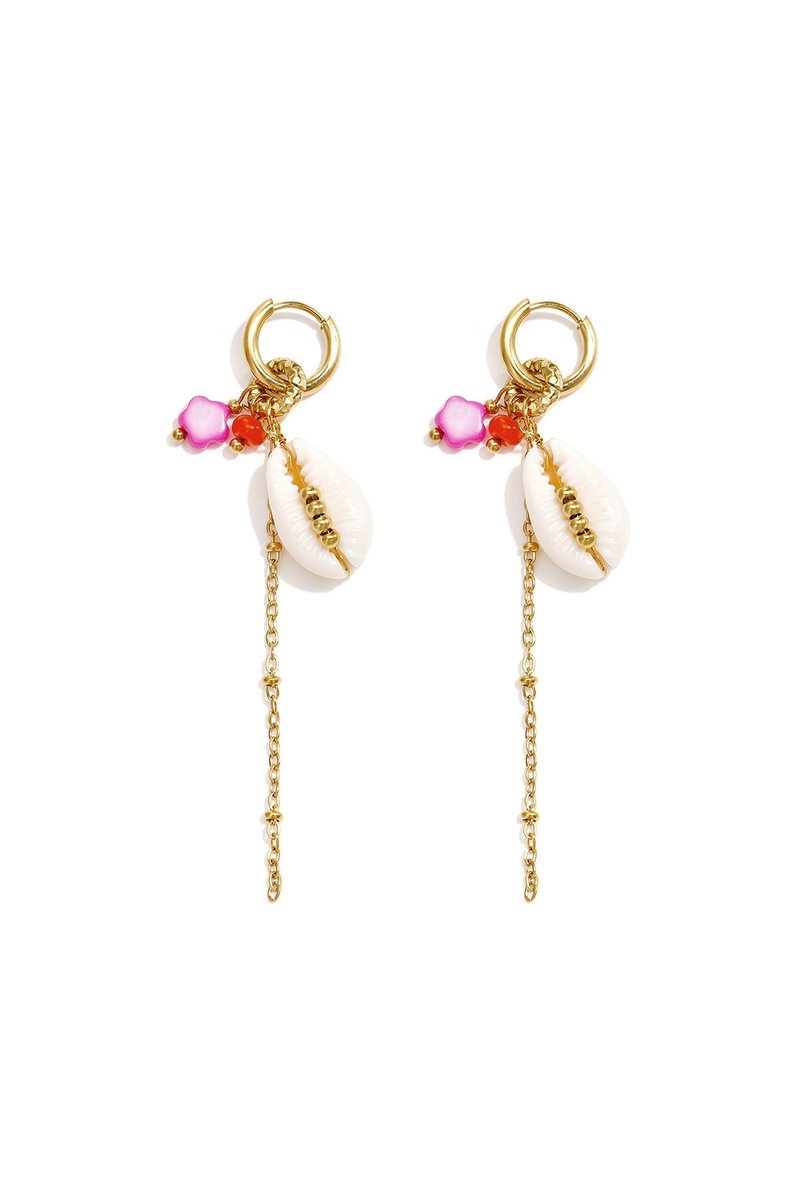 Lola - Oorbellen met Schelp - Goud - Stainless Steel - - Goud