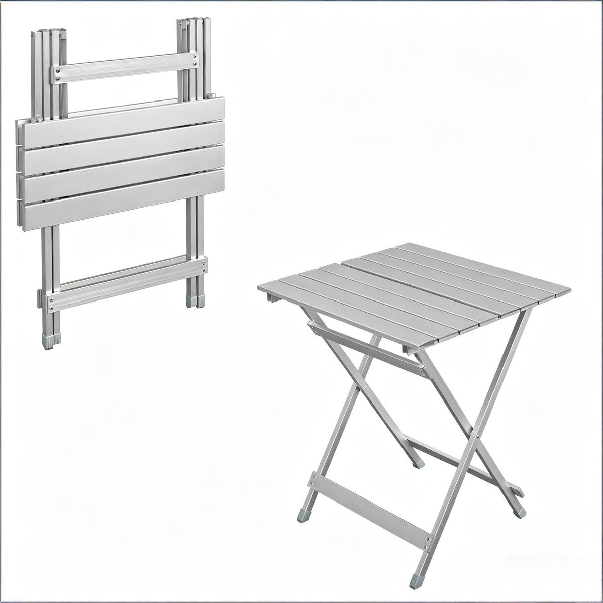 Draagbare campingtafel - opvouwbaar - aluminium houder - zilveren wit
