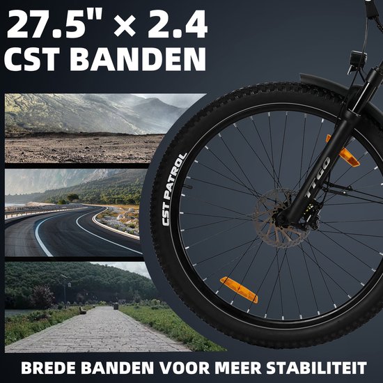 2026 TTGO 27.5×2.4 Inch Elektrische Fiets - 48V 15Ah Accu (720Wh) - ZOOM Gedempte Zadelpen - Actieradius tot 130 km - LCD Display - Shimano 7 Versnellingen - Hydraulische Schijfremmen - 70 Nm– Elektrische stadsfietsen - Bruin — afbeelding 5
