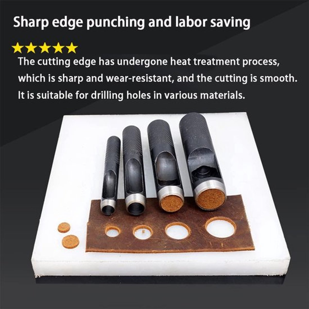 - Ronde perforator voor leer - 12mm diameter - Geschikt voor riem, papier, kunststof, kurk - 2 stuks