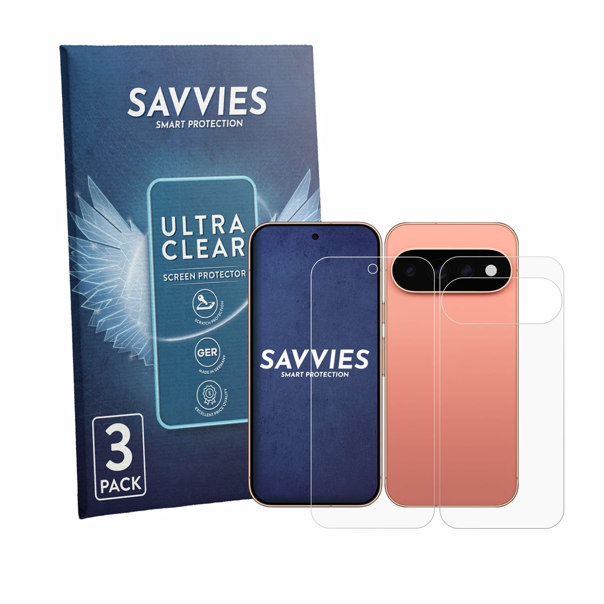 Savvies - Screenprotector voor Google Pixel 11 Pro (Voor+Achter) - Folie Beschermfolie transparant 6 Stuks