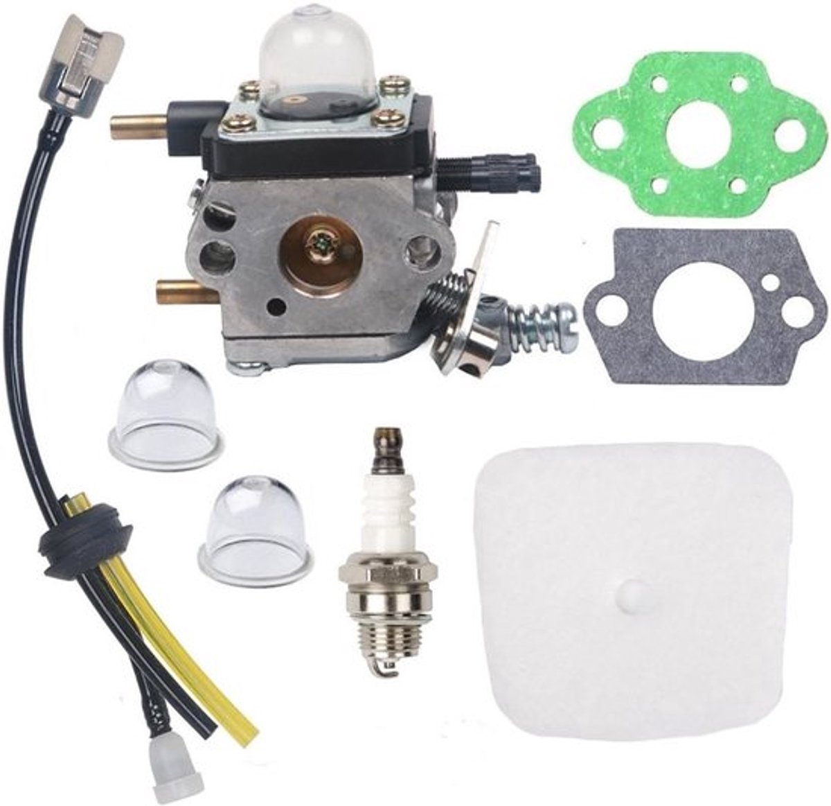 Filtercarburateur met Luchtfilter en Bougie Kit voor 2-Takt Tuinmachines - Perfect voor Frezen en Graven