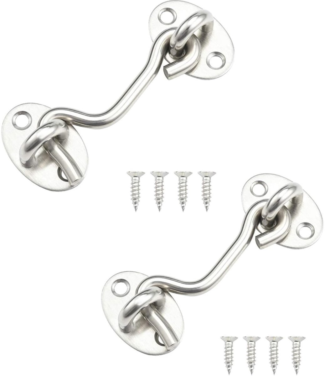 Solidchoice - 2 Stuks RVS Cabin Hook voor Deuren en Vensters
