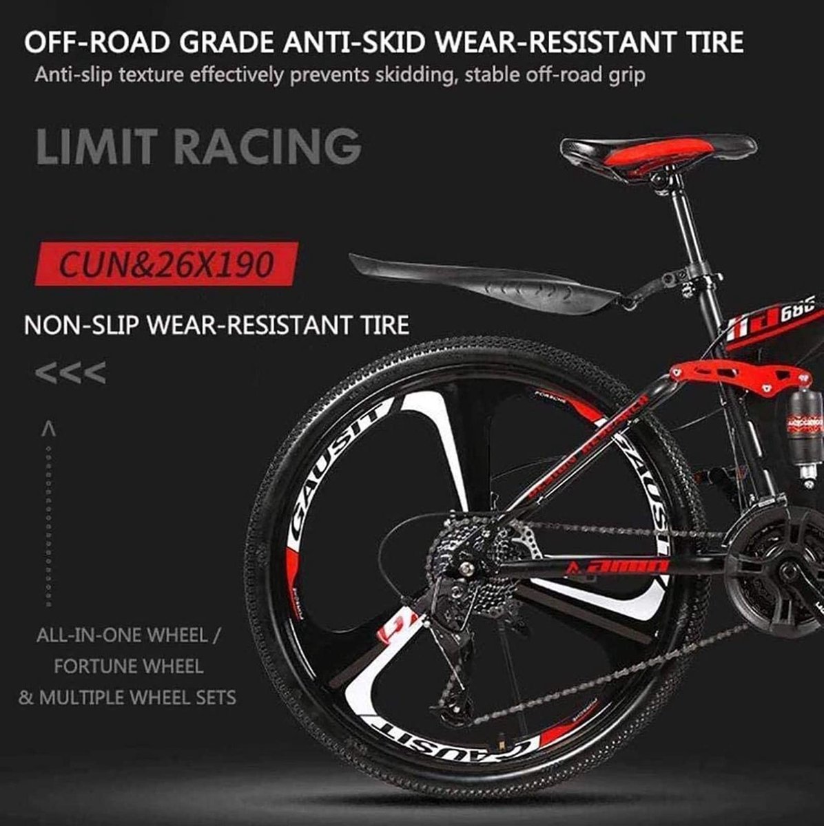 Solidchoice 26 Inch Opvouwbare Mountainbike met 30 Versnellingen en Schokabsorptie