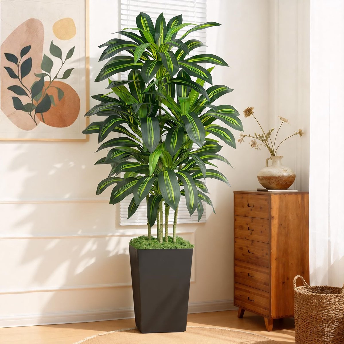 Solidchoice - Kunstmatige Dracaena Boom 150 cm met Zwarte Pot