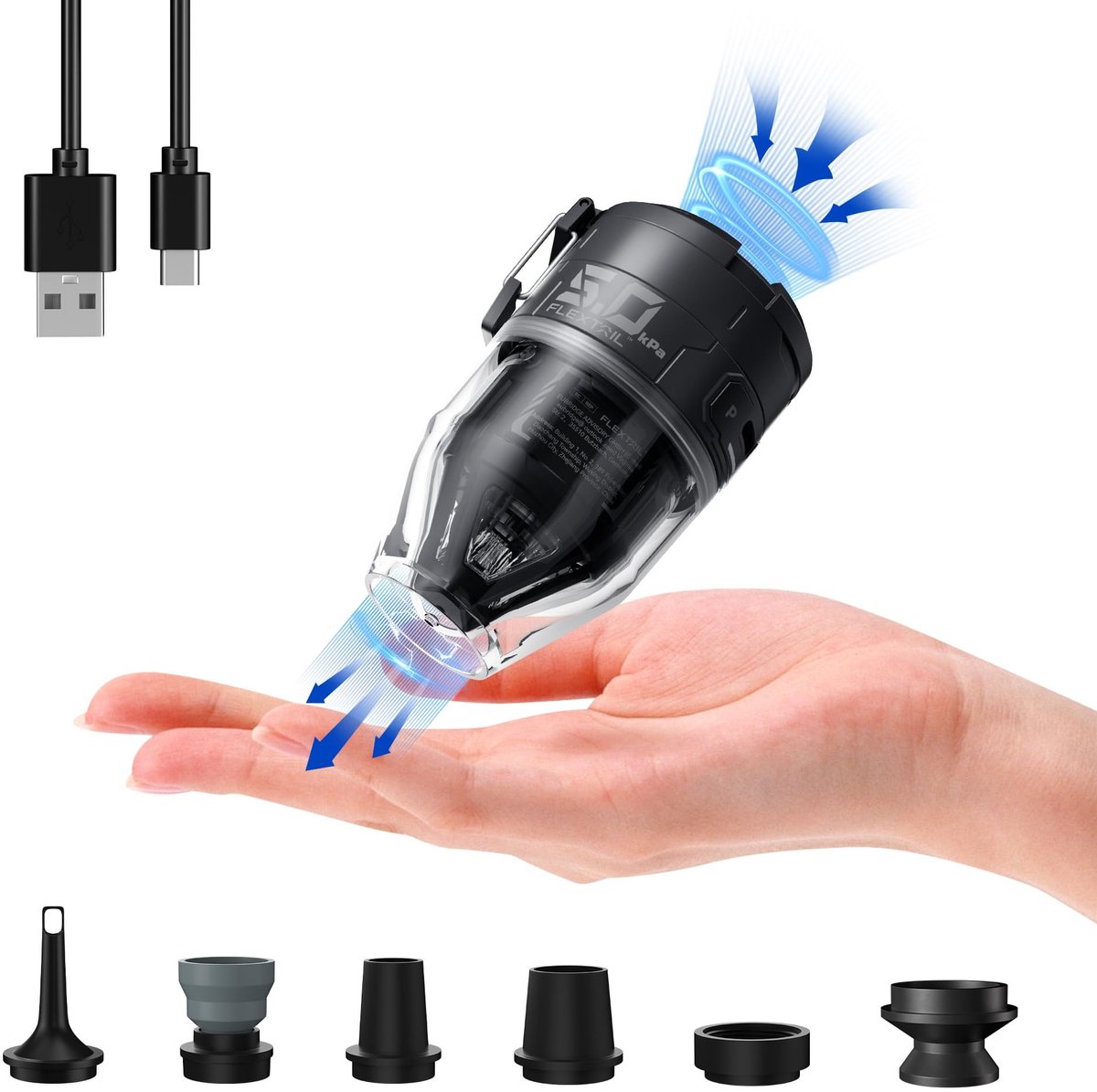 Solidchoice - Draagbare Luchtpomp met USB Opladen en Verlichting