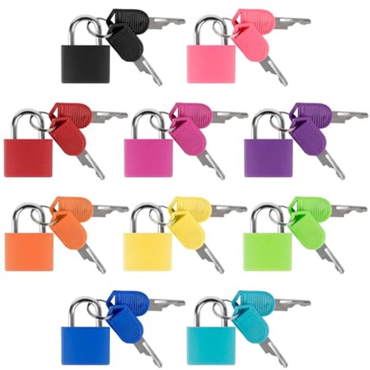 Kleine kleurrijke bagagesloten - Set van 8 mini-hangsloten met sleutel voor optimale veiligheid