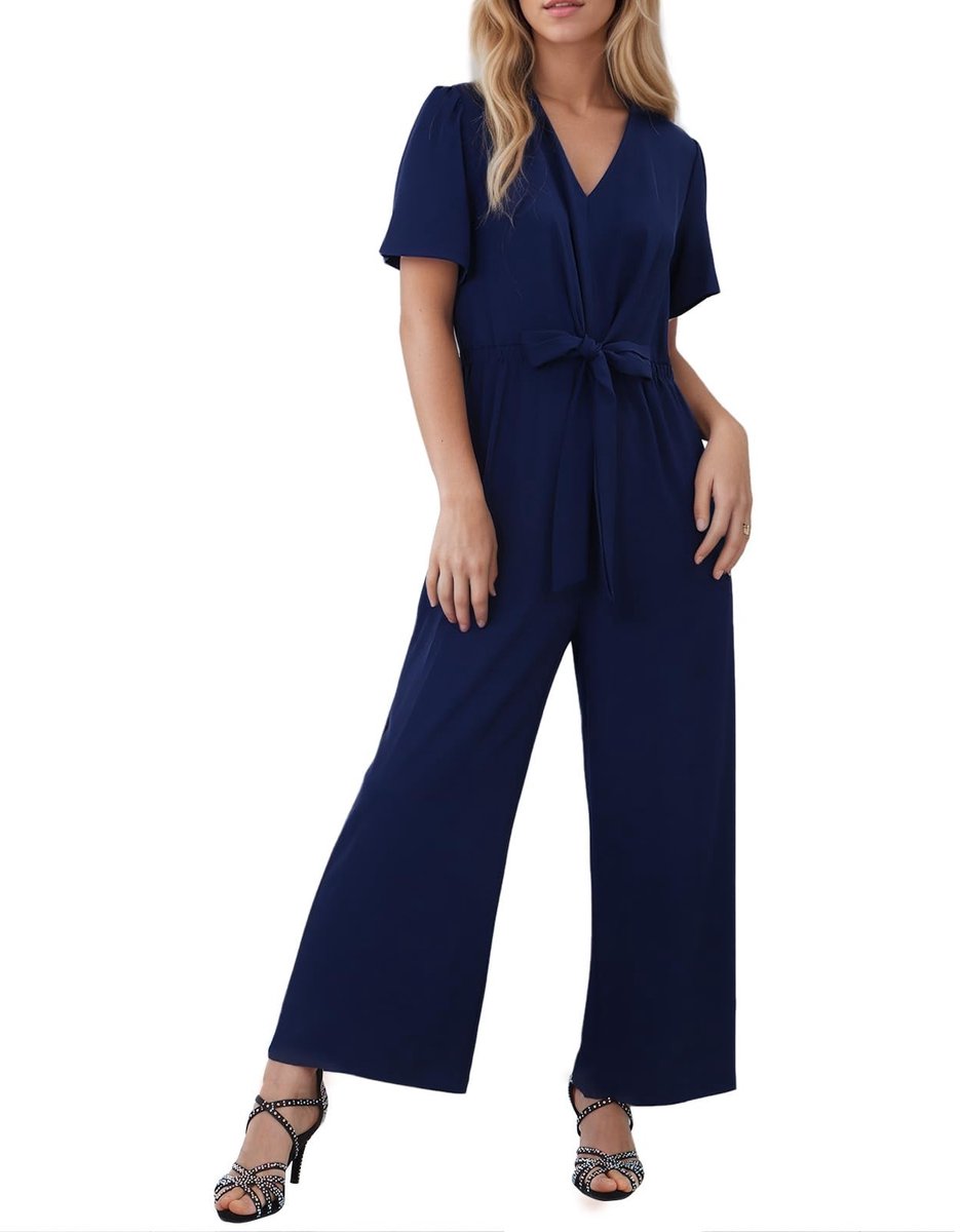 Solidchoice - Dames Jumpsuit met Wijde Pijpen en V-Hals voor de Zomer