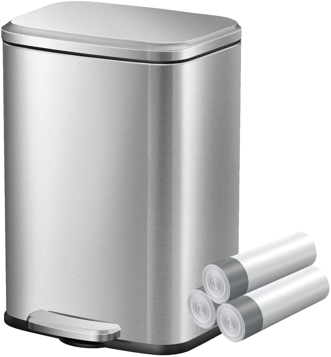Solidchoice - Kleine Badkamer Prullenbak met Pedal en Soft Close, 6L, RVS