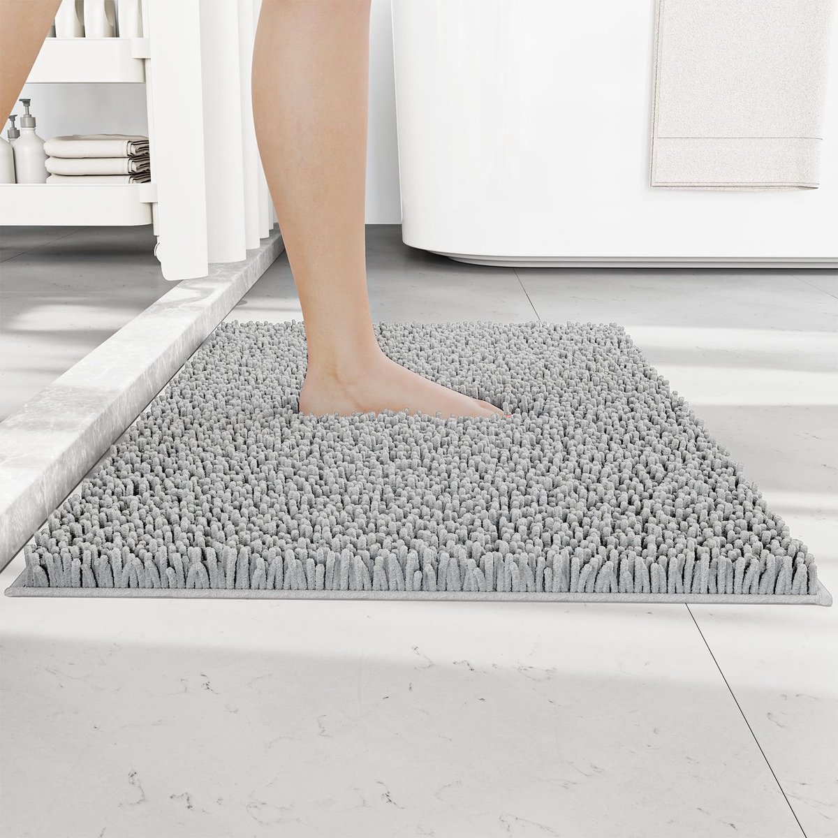 Solidchoice - Lichtgrijs Chenille Badmat 50 x 80 cm