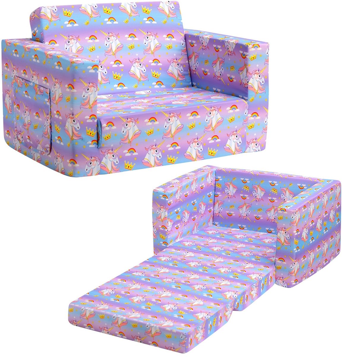 Solidchoice - BEJOY Kindersofa Bed, 2-in-1 Vouwbare Bank voor Peuters